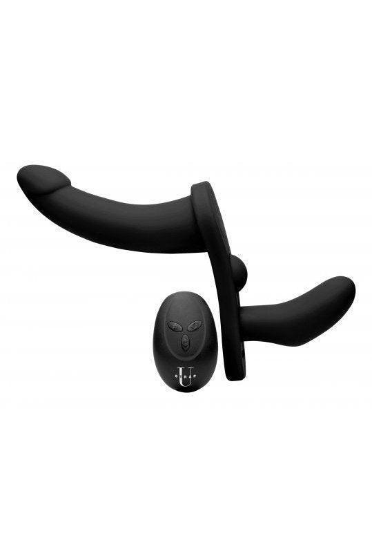 Double Take 10X Double Penetration Vibrating Strap-on Harness - Black - Sex On the Go
