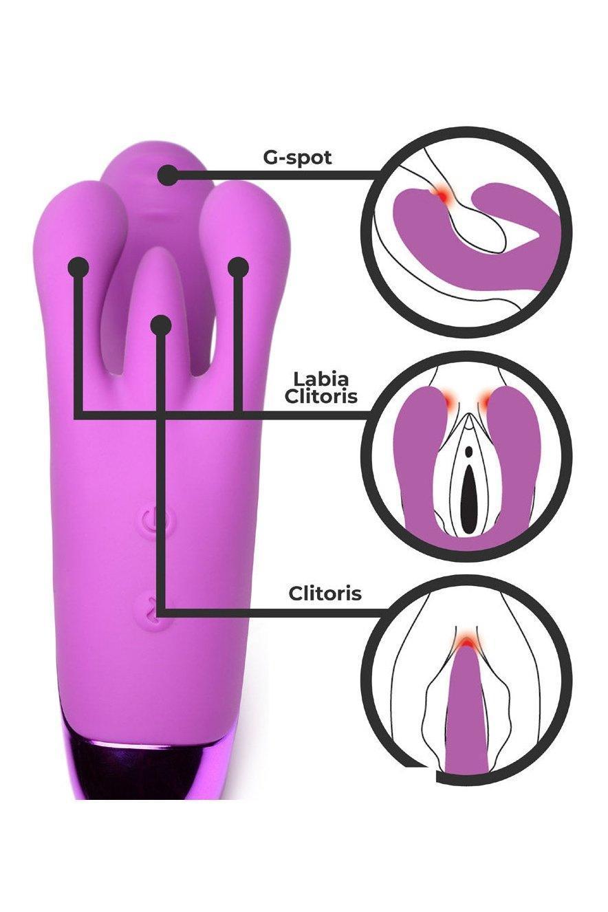 10X Triple Rabbit Silicone Vibrator - Purple or Pink - Sex On the Go