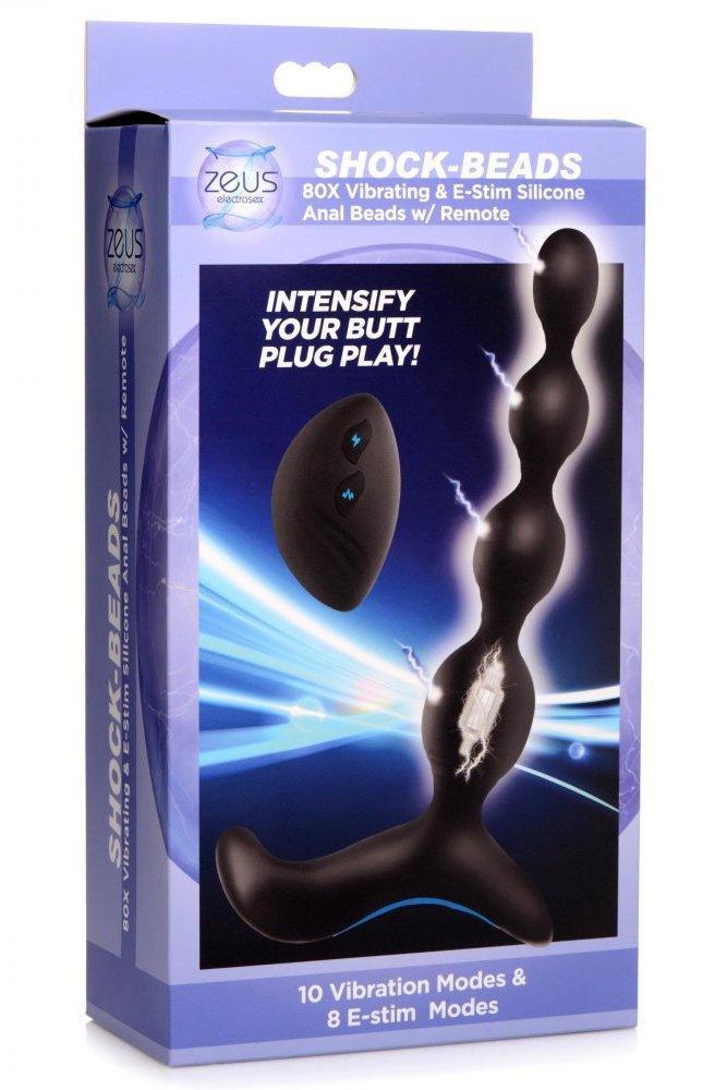 Shock-Beads 80X Vibrating & E-stim Silicone Anal Beads with Remote - Sex On the Go