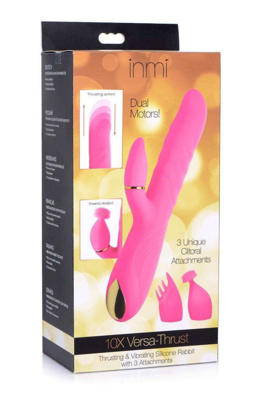 10X Versa-Thrust Vibrating and Thrusting Silicone Rabbit with 3 Attachments - Sex On the Go