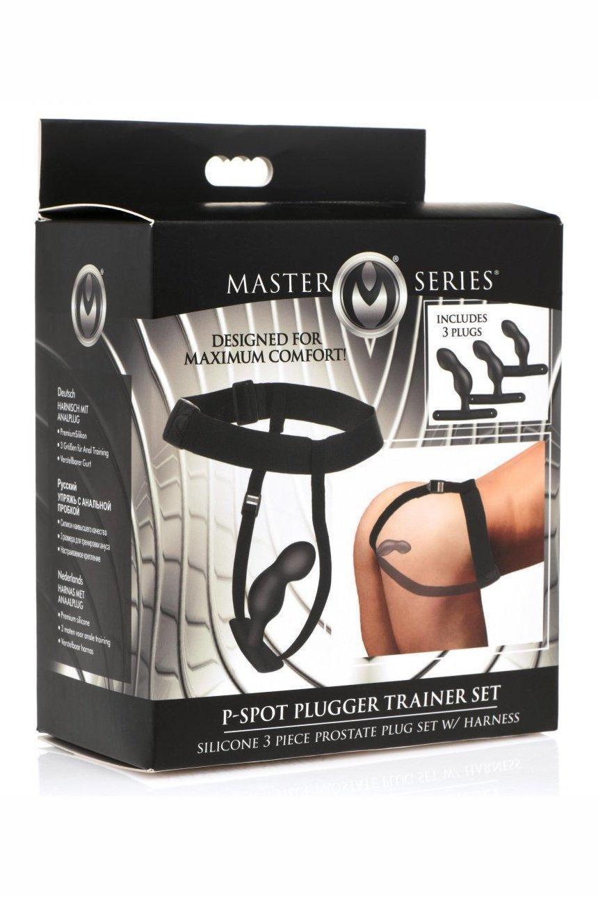 P-Spot Plugger Trainer Set Silicone 3 Piece Prostate Plug Set with Harness - Sex On the Go
