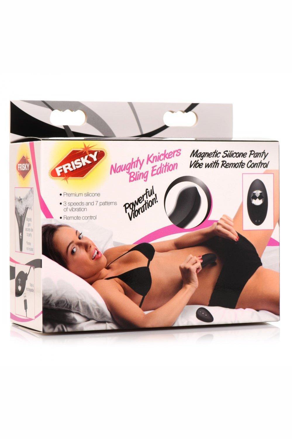 Naughty Knickers Bling Edition Silicone Remote Panty Vibe - Black - Sex On the Go