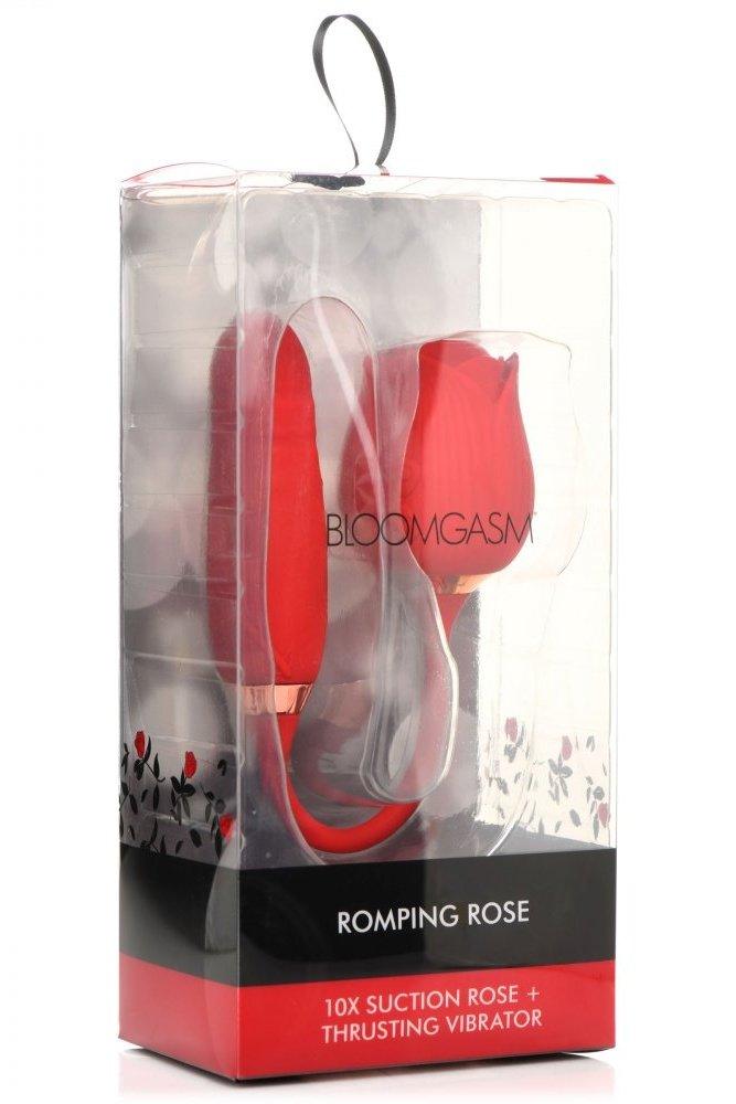 10X Romping Rose Suction and Thrusting Vibrator - Sex On the Go