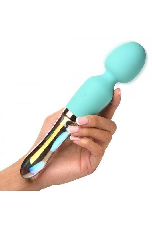 10X Turquoise Dual Ended Silicone and Glass Wand - Sex On the Go