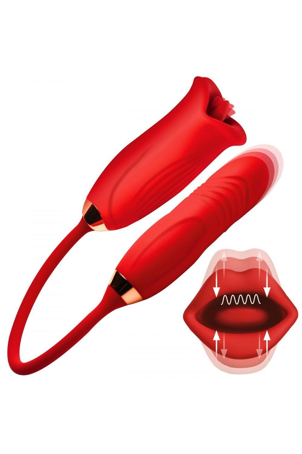 Magic Kiss Clitoral Stimulator with Thrusting Vibrator - Sex On the Go