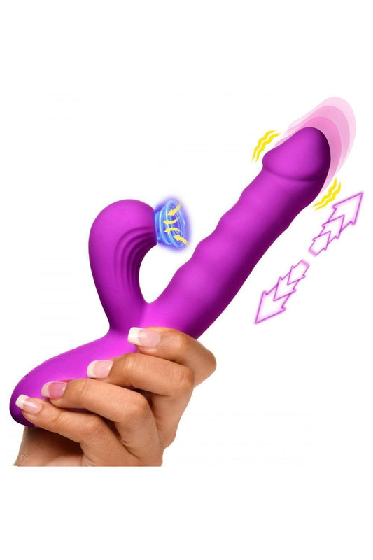 Thrust Wave Thrusting and Sucking Silicone Rabbit Vibrator - Sex On the Go