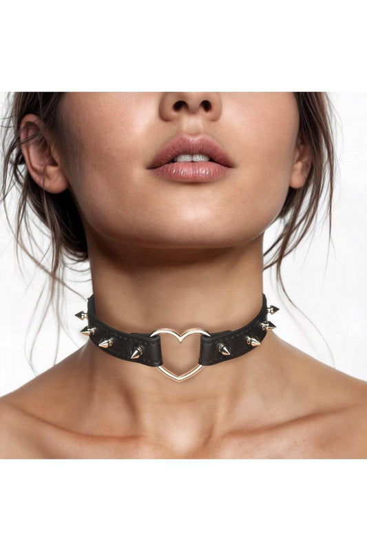 Spiked Heart Choker - Black or Pink - Sex On the Go