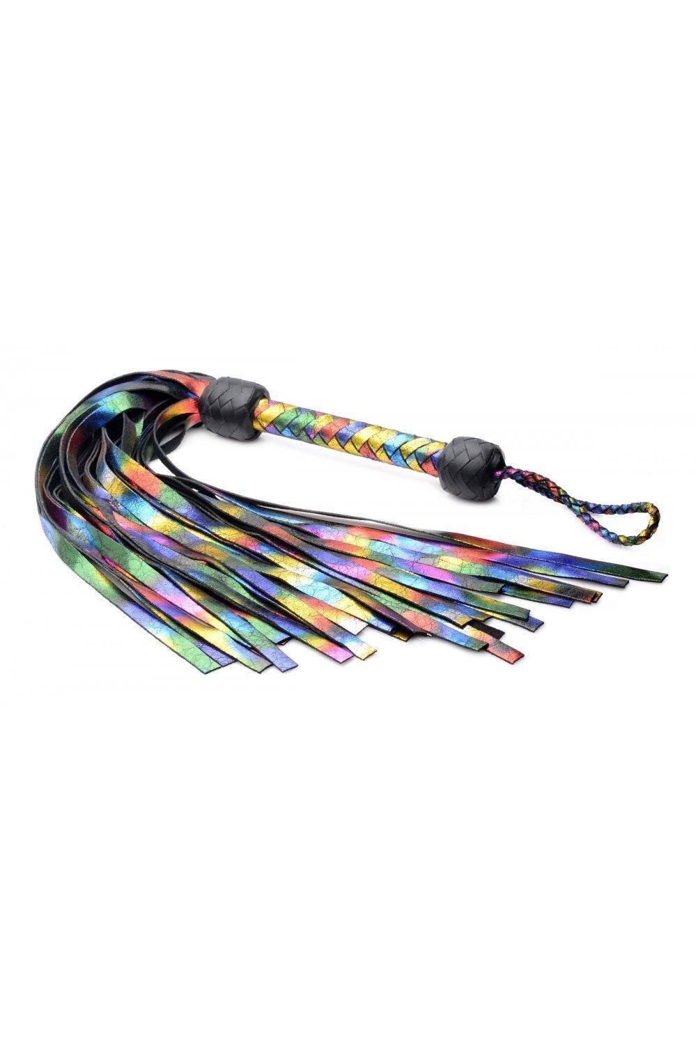 Rainbow Leather Flogger - Sex On the Go