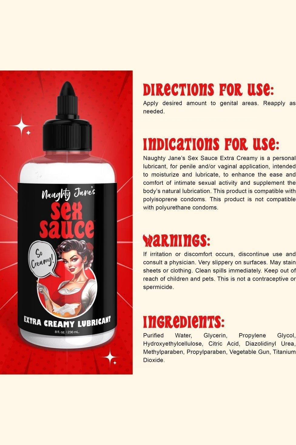 Naughty Jane's Sex Sauce Extra Creamy Lubricant - 8oz - Sex On the Go