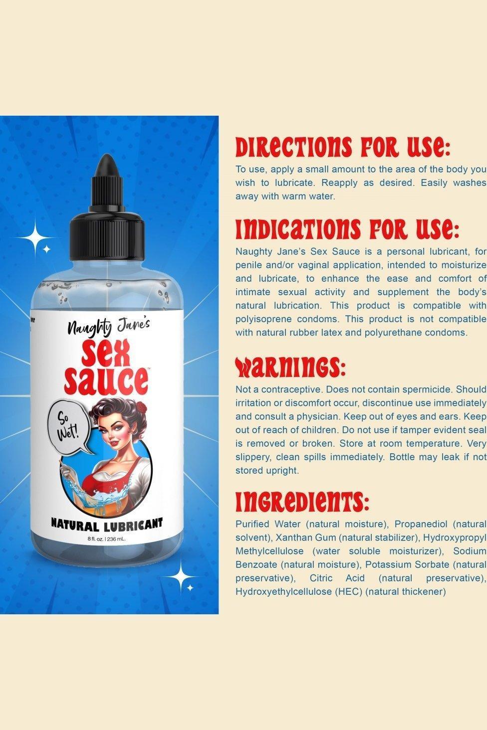 Naughty Jane's Sex Sauce Natural Lubricant - 8oz - Sex On the Go