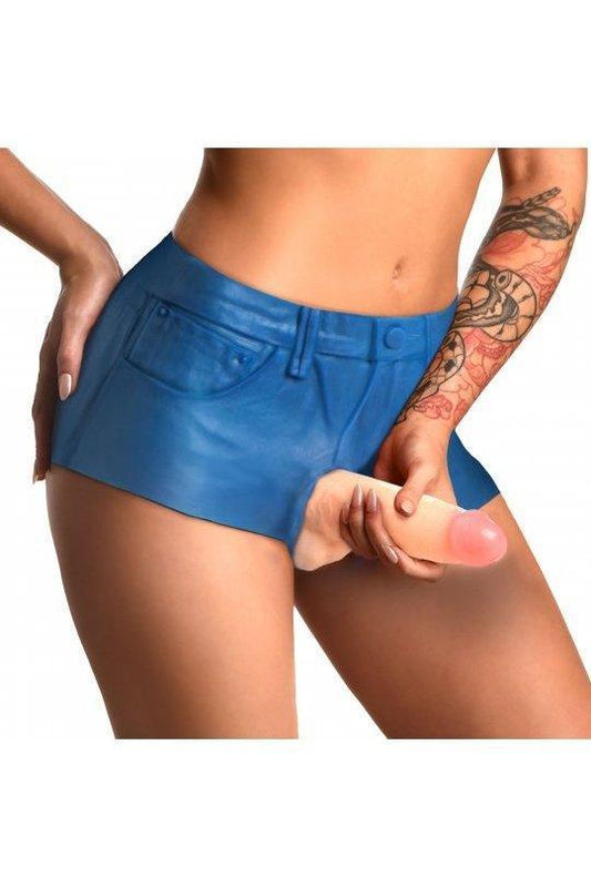Booty Shorts 6 Inch Dildo Silicone Strap On Harness - Small - Sex On the Go
