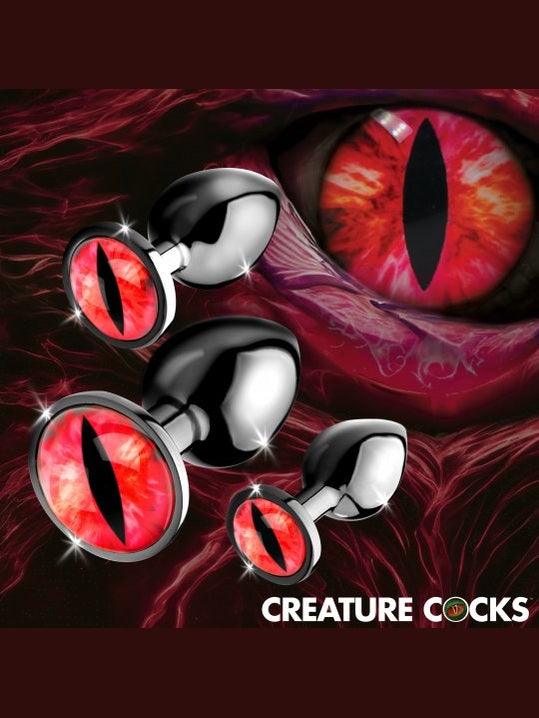 Sinister Eyes Red Eye Metal Butt Plug Set - Sex On the Go