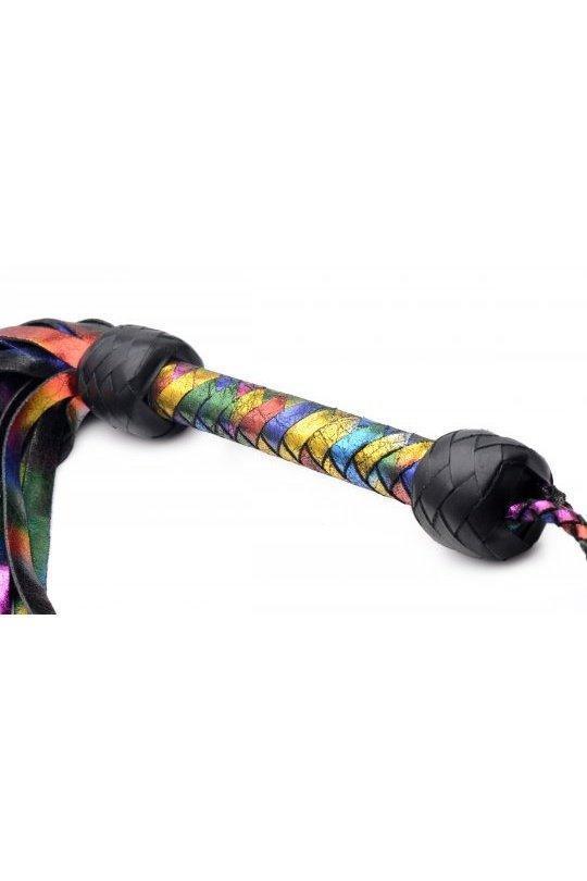 Rainbow Leather Flogger - Sex On the Go