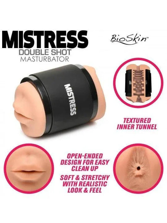Double Shot Mini-Masturbator Mouth and Ass Stroker - Medium