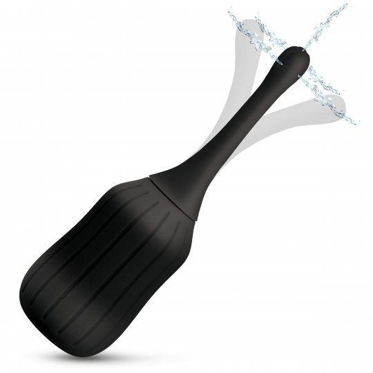 Black paddle with water splash effect on a white background
