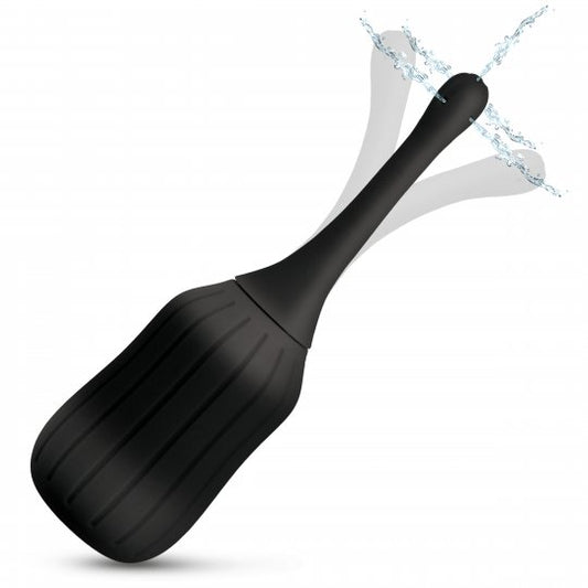 Black paddle with water splash effect on a white background