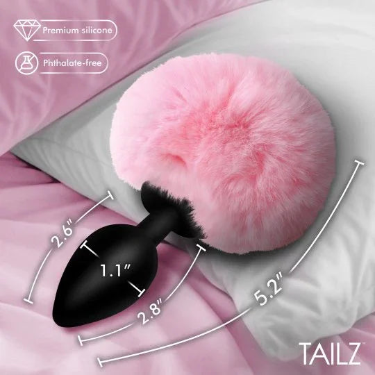 pink purple white black fluffy bunny anal plug