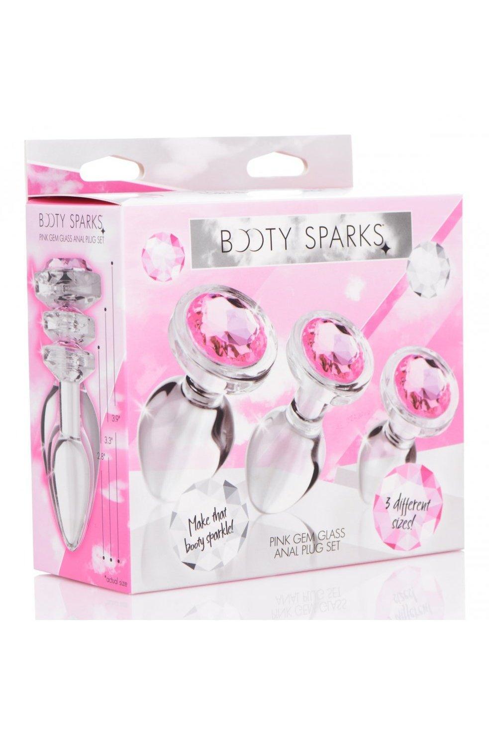 Pink Gem Glass Anal Plug Set - Sex On the Go