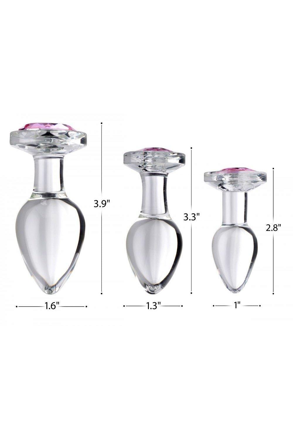 Pink Gem Glass Anal Plug Set - Sex On the Go