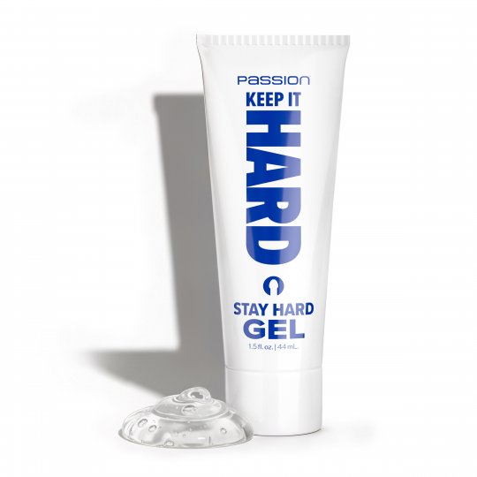 Stay Hard Gel tube with clear cap on a white background