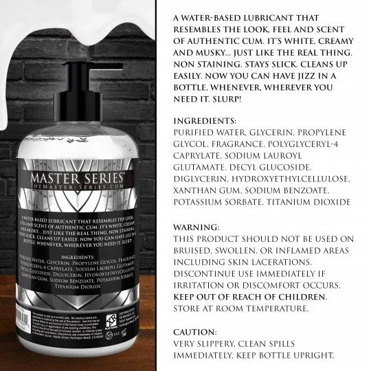 Product label for Master Series lubricant with text detailing product description, ingredients, and usage instructions.