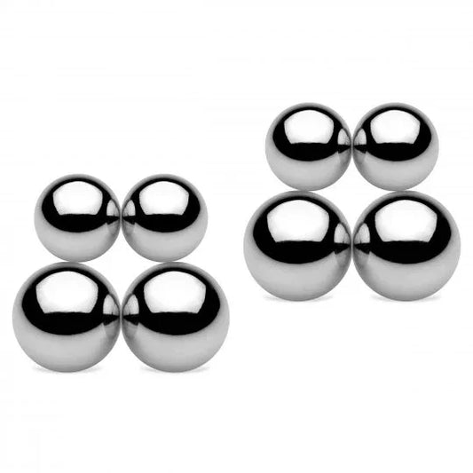 Set of metallic balls on a white background