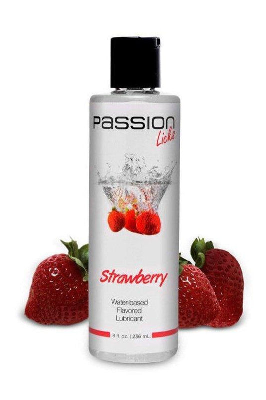 Passion Licks Strawberry Water Based Flavored Lubricant - 8 oz - Sex On the Go