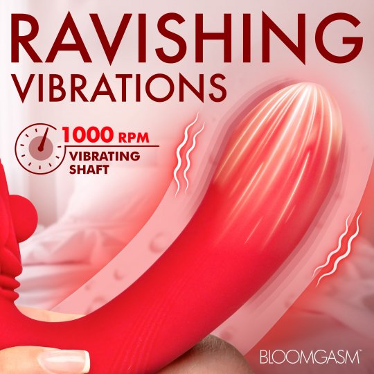 Promotional image of a red vibrating shaft with text about 'Ravishing Vibrations' and '1000 RPM'.
