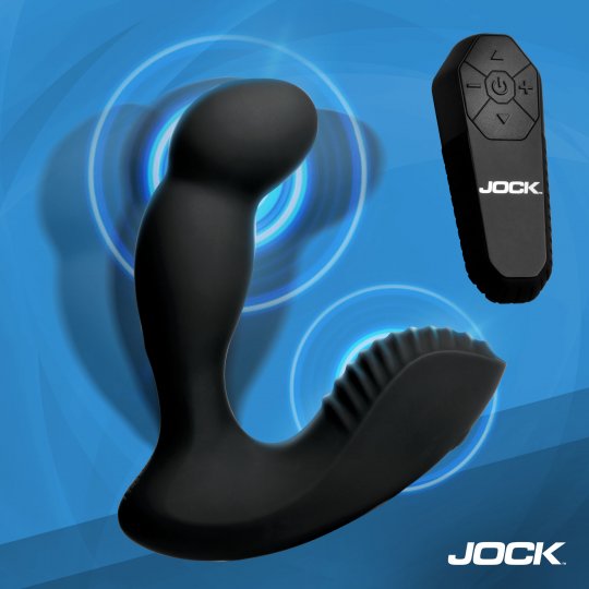 Black Jock product with remote control on a blue background