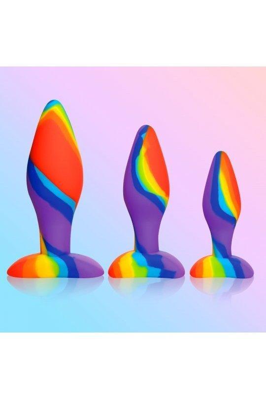 3 Piece Rainbow Silicone Butt Plug Set - Sex On the Go