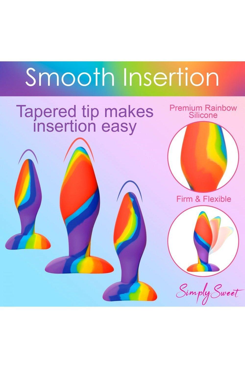 3 Piece Rainbow Silicone Butt Plug Set - Sex On the Go