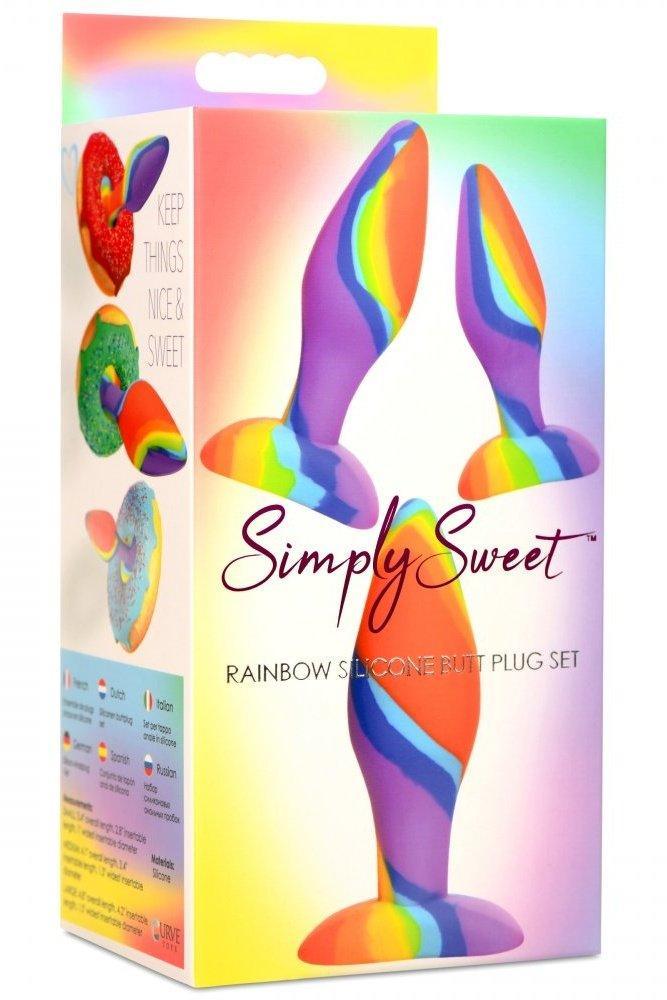 3 Piece Rainbow Silicone Butt Plug Set - Sex On the Go