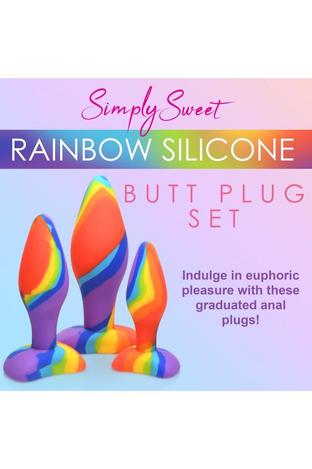 3 Piece Rainbow Silicone Butt Plug Set - Sex On the Go