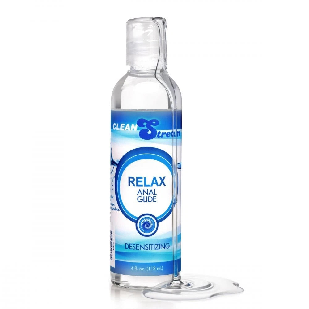 Desensitizing gel bottle with blue label on a white background