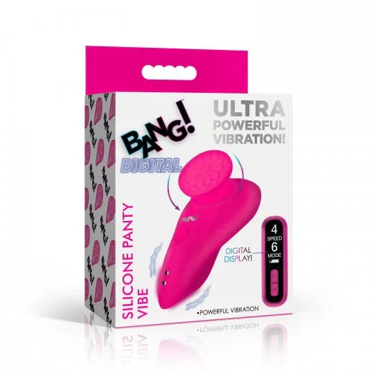 Box of a silicone panty vibe with 'Bang!' branding on a white background