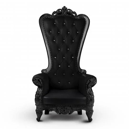Black ornate chair on a white background