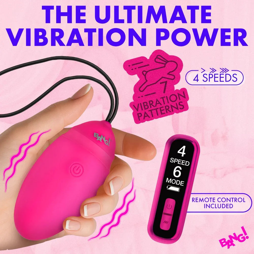 Pink electronic device with remote control on a pink background, labeled 'The Ultimate Vibration Power'.