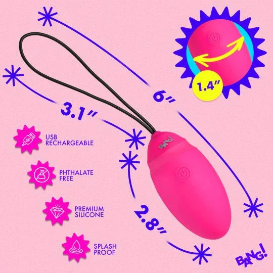 Pink USB rechargeable device with specifications on a pink background