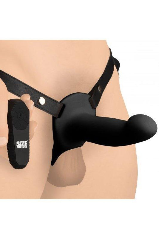 2 Inch Erection 28X Smooth Vibrating Silicone Penis Sheath with Remote - Black - Sex On the Go