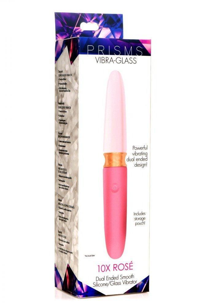 10X Rosé Dual Ended Smooth Silicone and Glass Vibrator - Sex On the Go