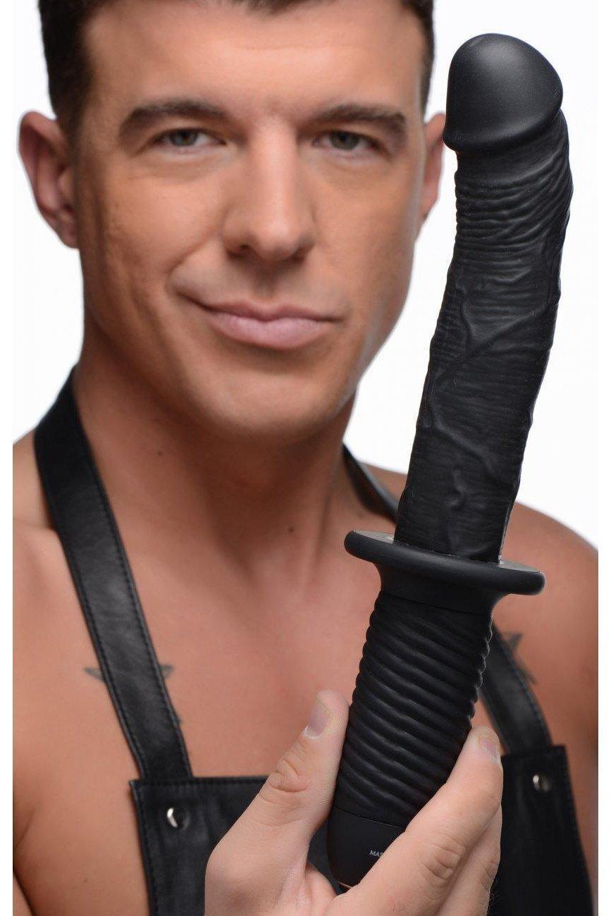 The Large Realistic 10X Silicone Vibrator with Handle - Sex On the Go