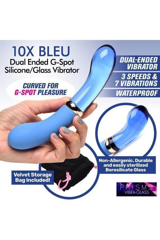10X Bleu Dual Ended G-Spot Silicone and Glass Vibrator - Sex On the Go