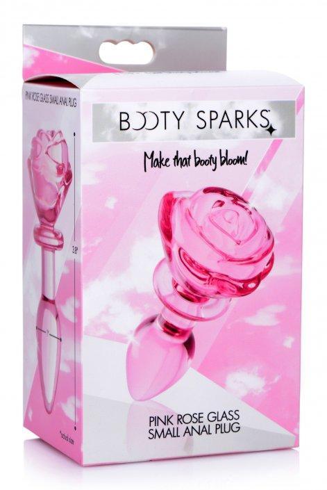 Pink Rose Glass Anal Plug - Small - Sex On the Go