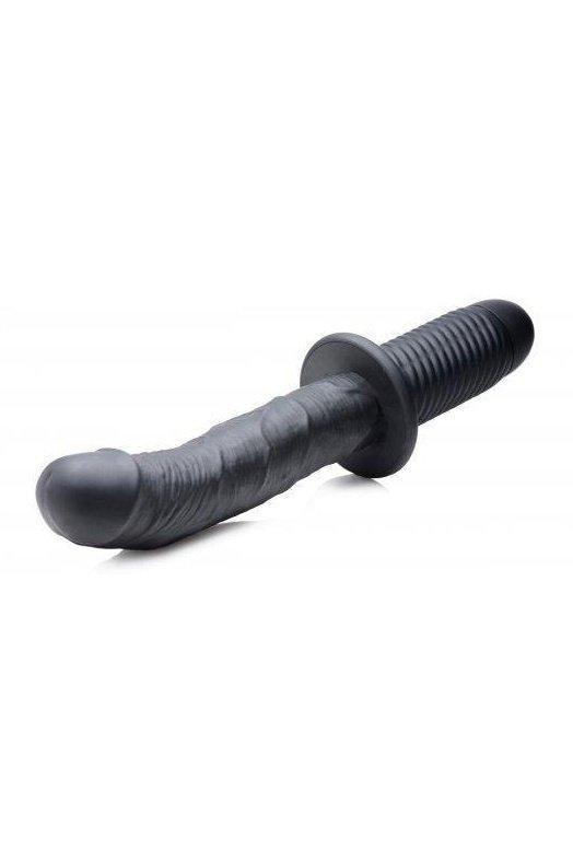 The Large Realistic 10X Silicone Vibrator with Handle - Sex On the Go