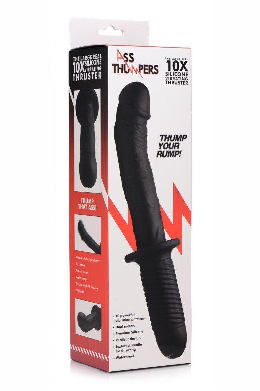 The Large Realistic 10X Silicone Vibrator with Handle - Sex On the Go