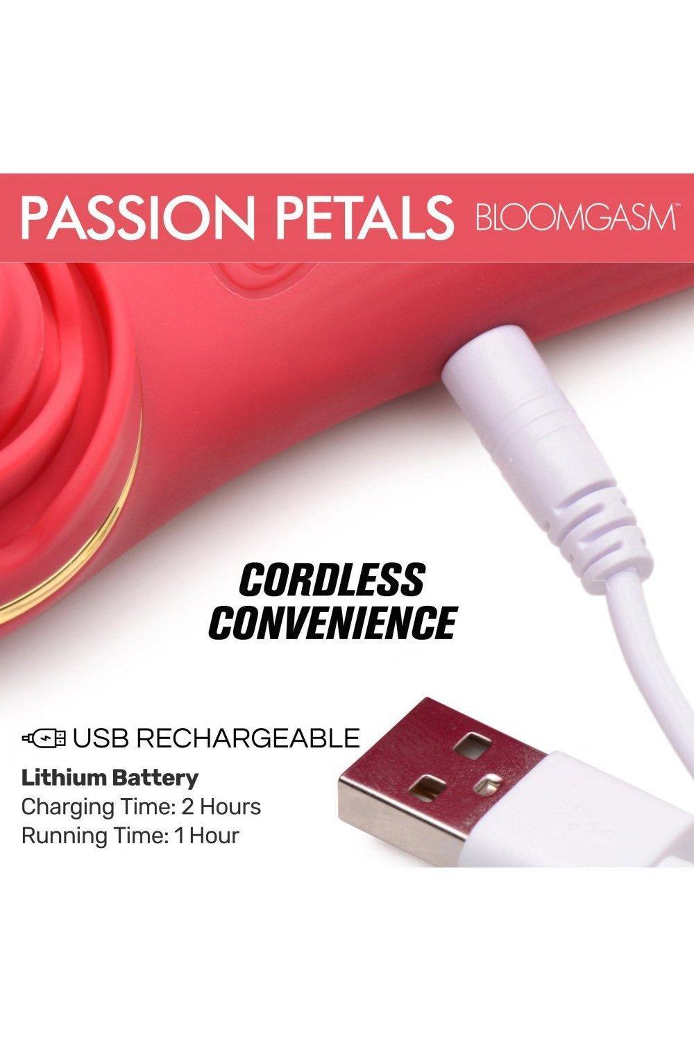Passion Petals 10X Silicone Suction Rose Vibrator - Red - Sex On the Go