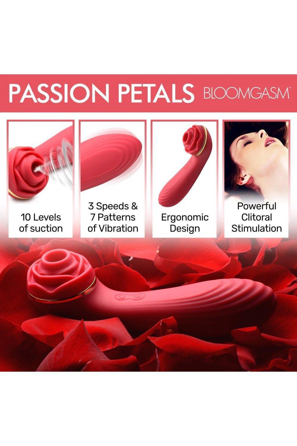 Passion Petals 10X Silicone Suction Rose Vibrator - Red - Sex On the Go