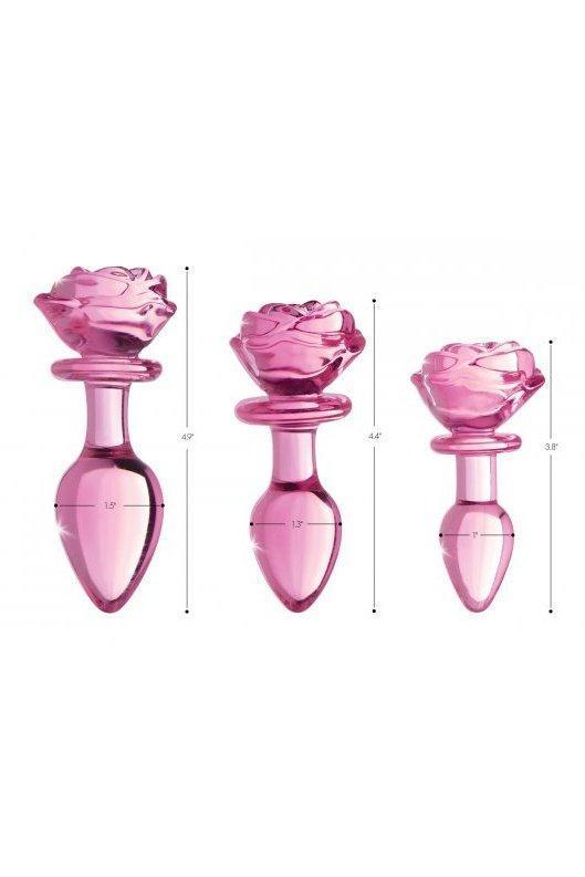 Pink Rose Glass Anal Plug - Small - Sex On the Go