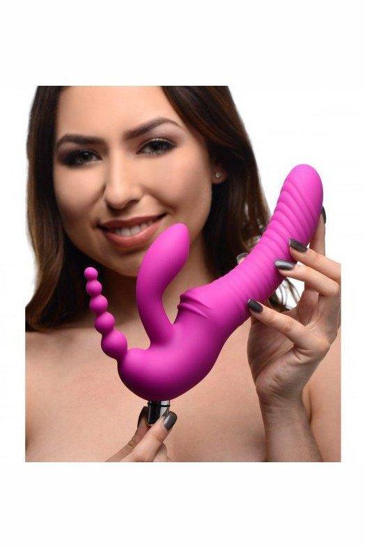 Regal Rider Vibrating Silicone Strapless Strap On Triple G Dildo - Sex On the Go