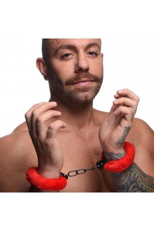 Cuffed In Fur Furry Handcuffs - Red - Sex On the Go